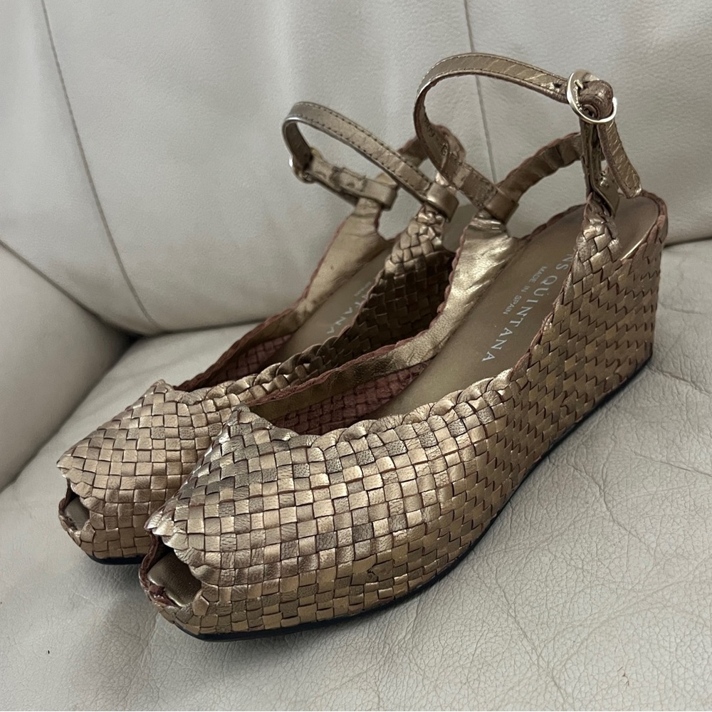 PONS QUINTANA, Leather fashionable weave, gold, size 6,5